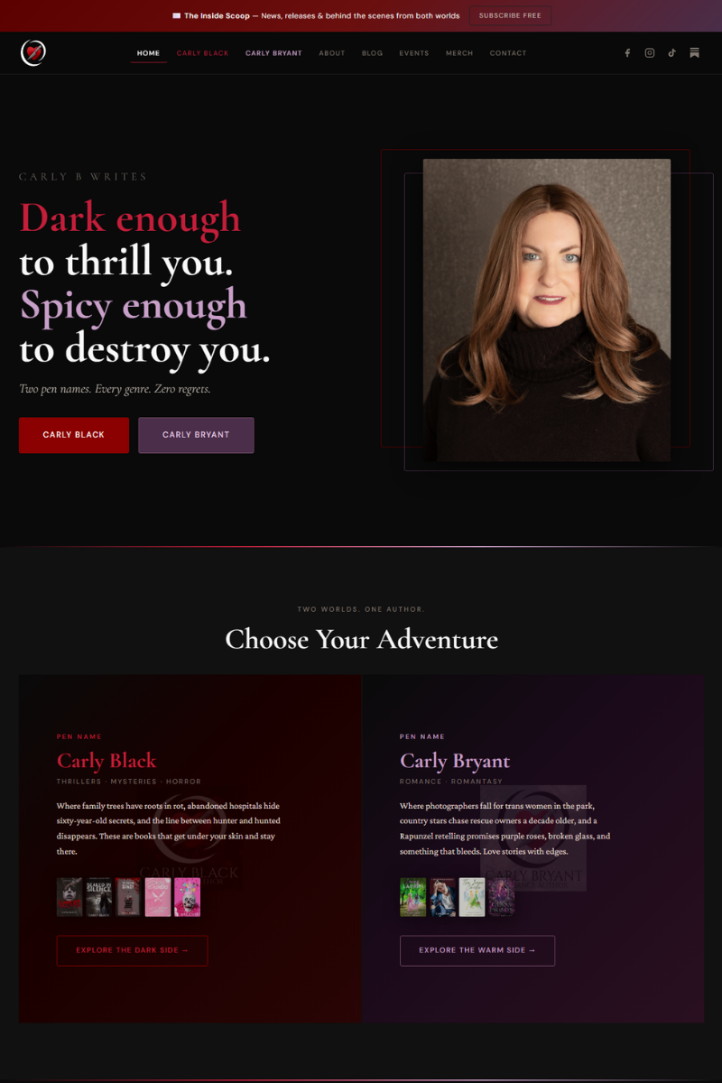 Carly B Writes website screenshot