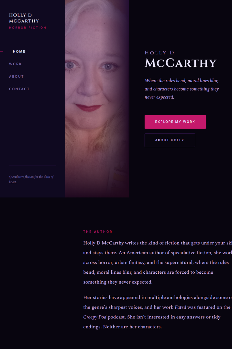 Holly D McCarthy website screenshot