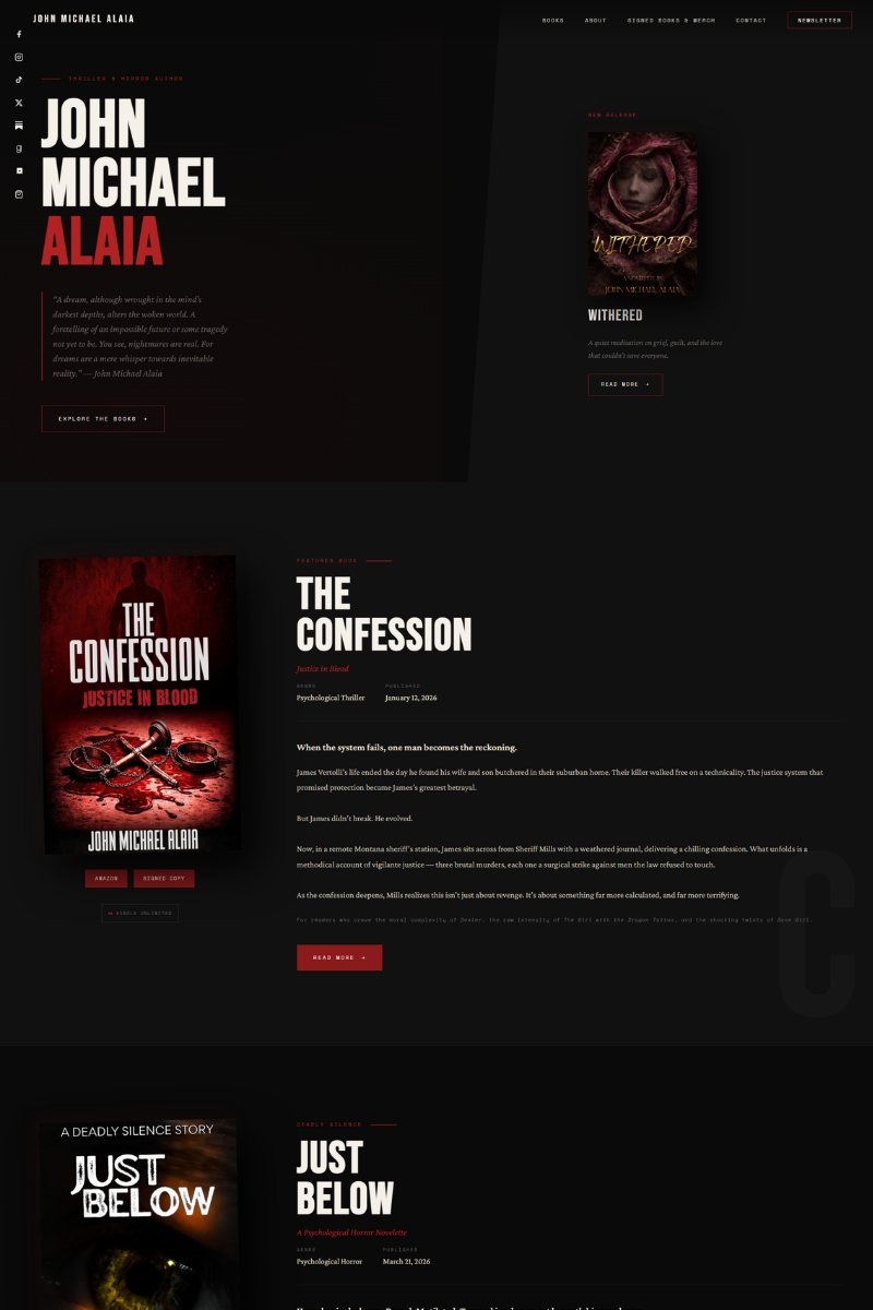 John Michael Alaia author website designed by Under the Cover Ink